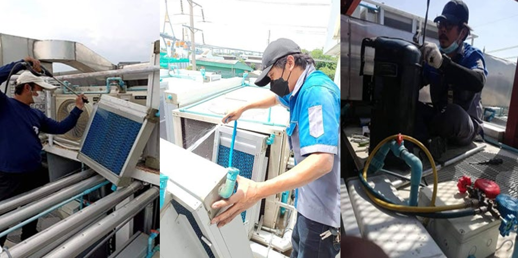 งานล้าง,ซ่อมบํารุงและปรับปรุงระบบปรับอากาศ HVAC-AHU ปรับปรุงท่อดักส์ PID